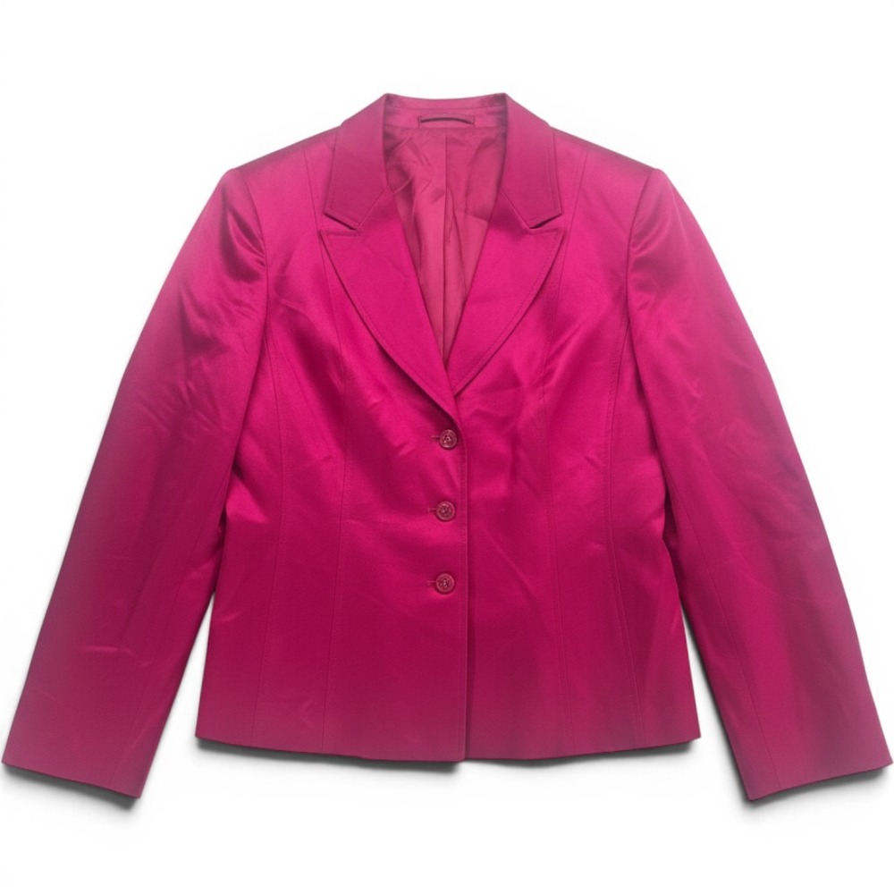 Talbots Blazer Womens 16 Silk Cotton Blend Pink Single Button Professional EUC